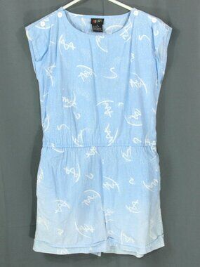 Vintage Marissa New Wave Abstract Cotton Shorts Romper One Piece Playsuit M 80s